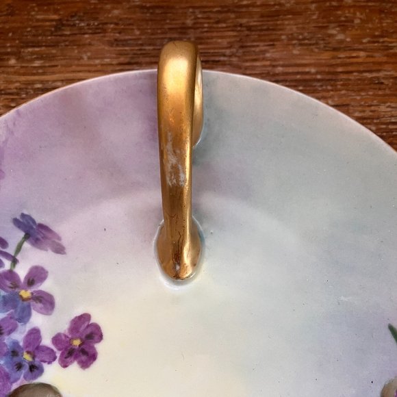 Vintage Violets Lemon Plate Server with Gold Painted Handle - MZ Austria China - Picture 4 of 6